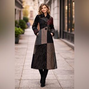 An Ren New York Unique Beautiful Patchwork Long Coat Sz- S